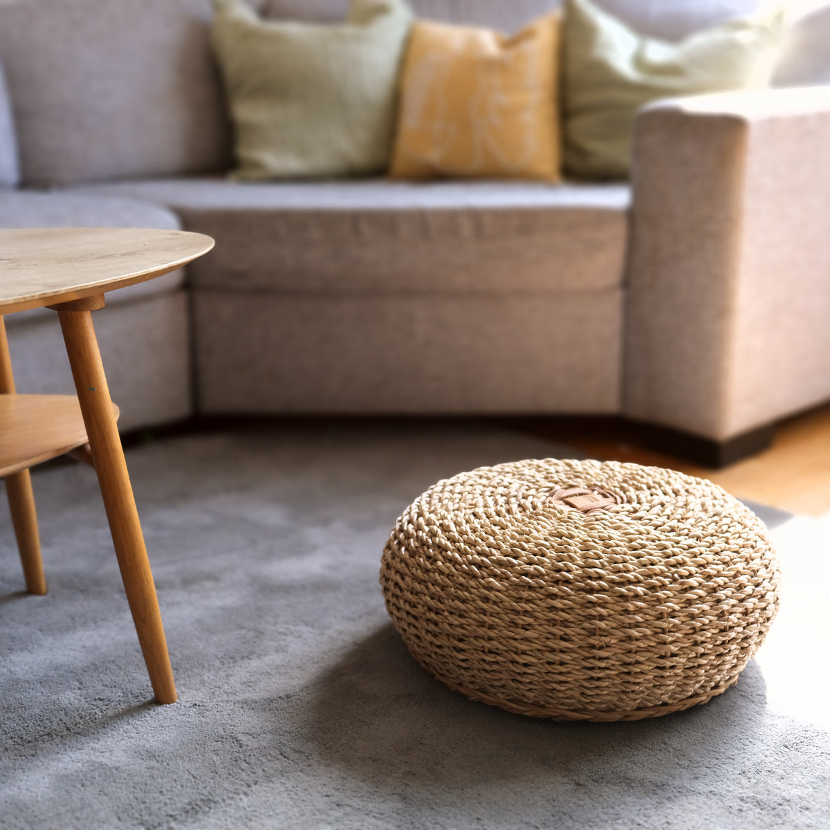 Natural Buri Ottoman | Handwoven Buri Ottoman