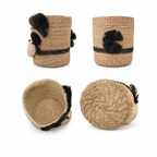 Two-Tone Yorkie Abaca Planters | Set of Three (3) | Handmade Abaca Planters