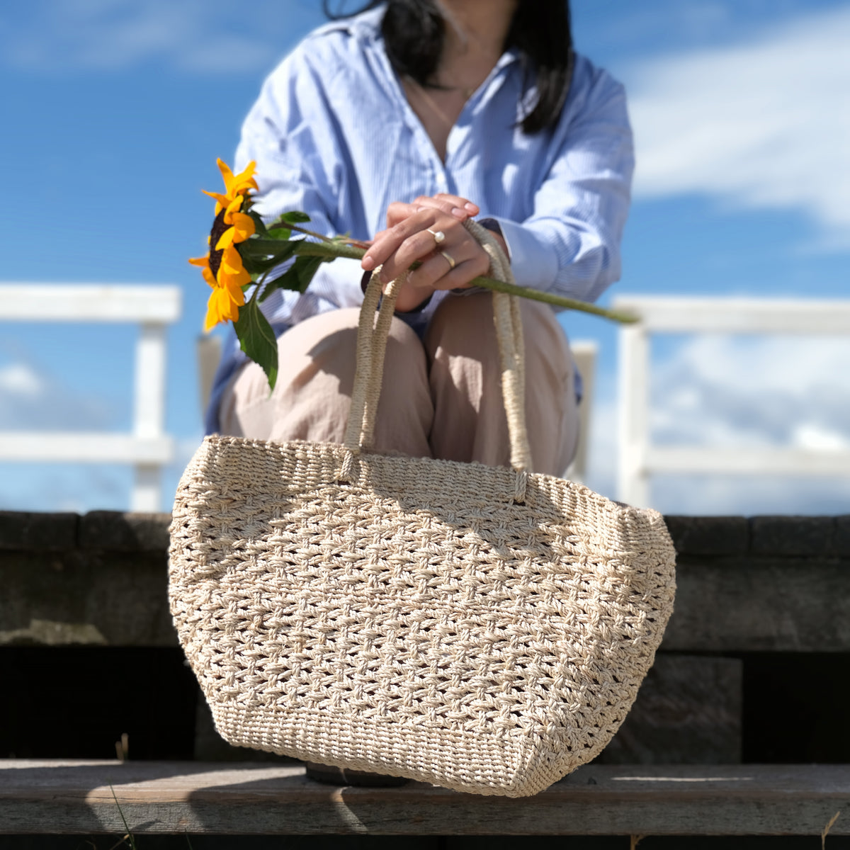 Fem | Natural Woven Tote Large | Handwoven Abaca Bag