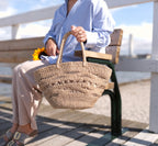 Ludy | Natural Woven Handbag with Patterns | Handcrafted Abaca Bag