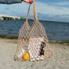 Mila | Natural Macramé Tote with Net Pattern | Handwoven Abaca Bag