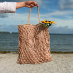 Mila | Natural Macramé Tote with Patterns and Inner Lining| Handwoven Abaca Bag