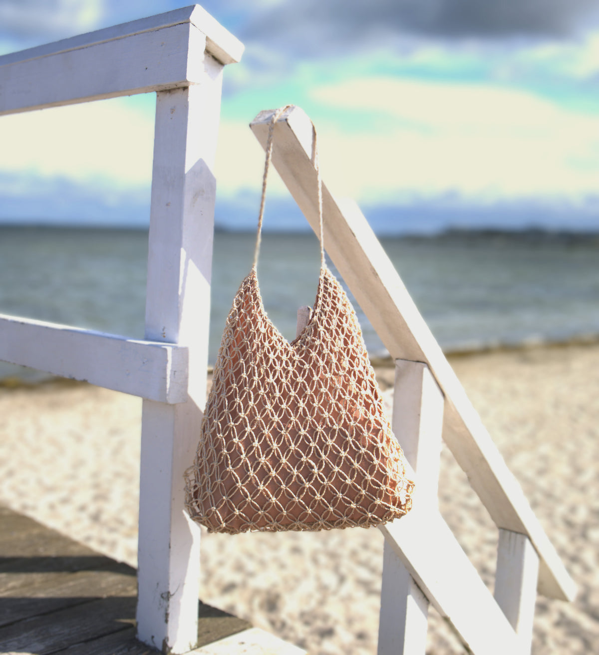 Mila | Natural Macramé Tote with Inner Lining | Handwoven Abaca Bag