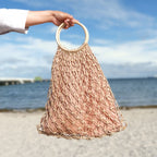 Mila | Natural Macramé Tote with Ring Handle and Inner Lining | Handwoven Abaca Bag
