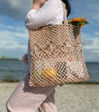 Mila | Natural Macramé Tote with Diamond Pattern | Handwoven Abaca Bag