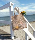 Mila | Natural Macramé Tote with Diamond Pattern | Handwoven Abaca Bag