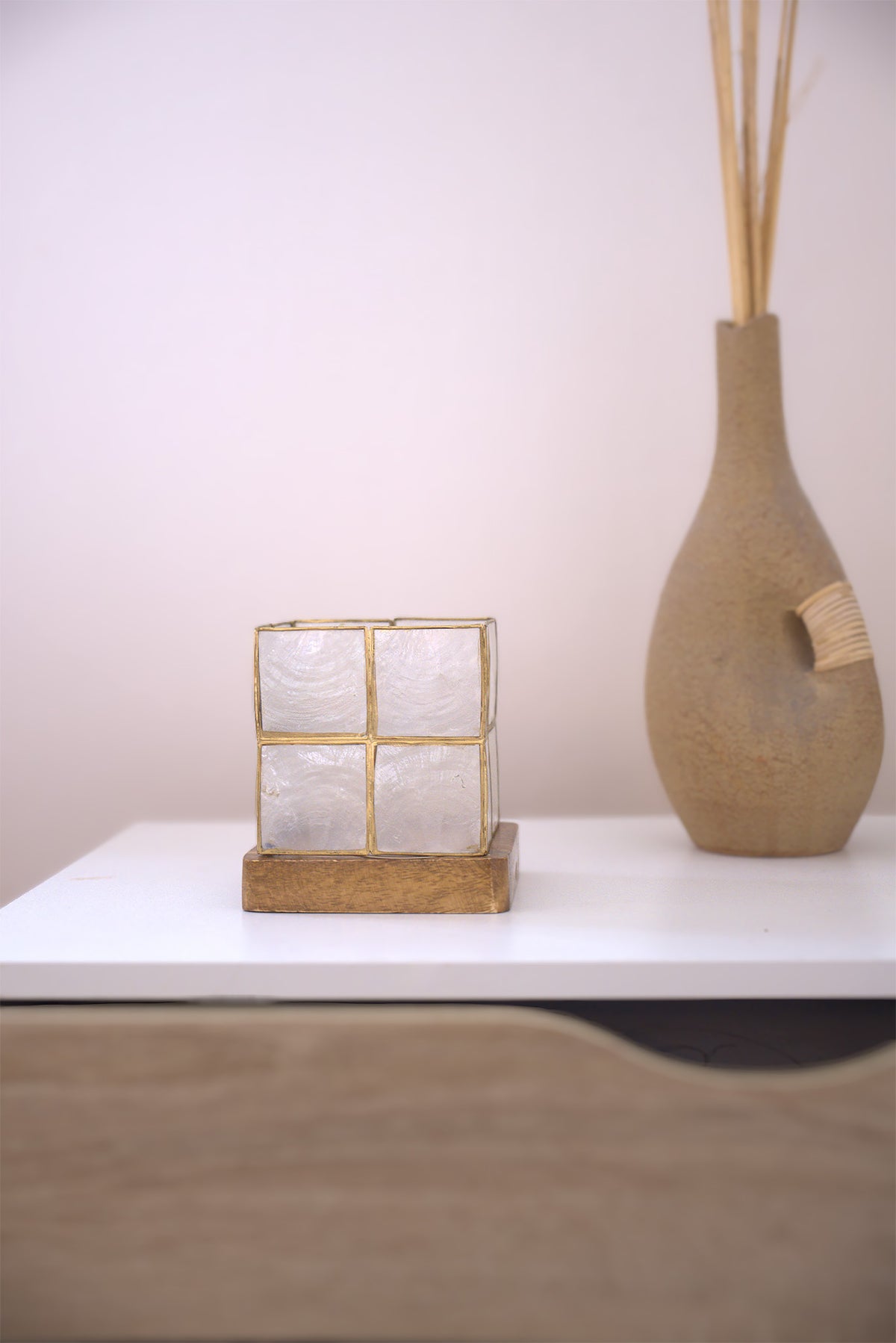 Mini Block Decorative Base | Handcrafted Capiz Table Decor