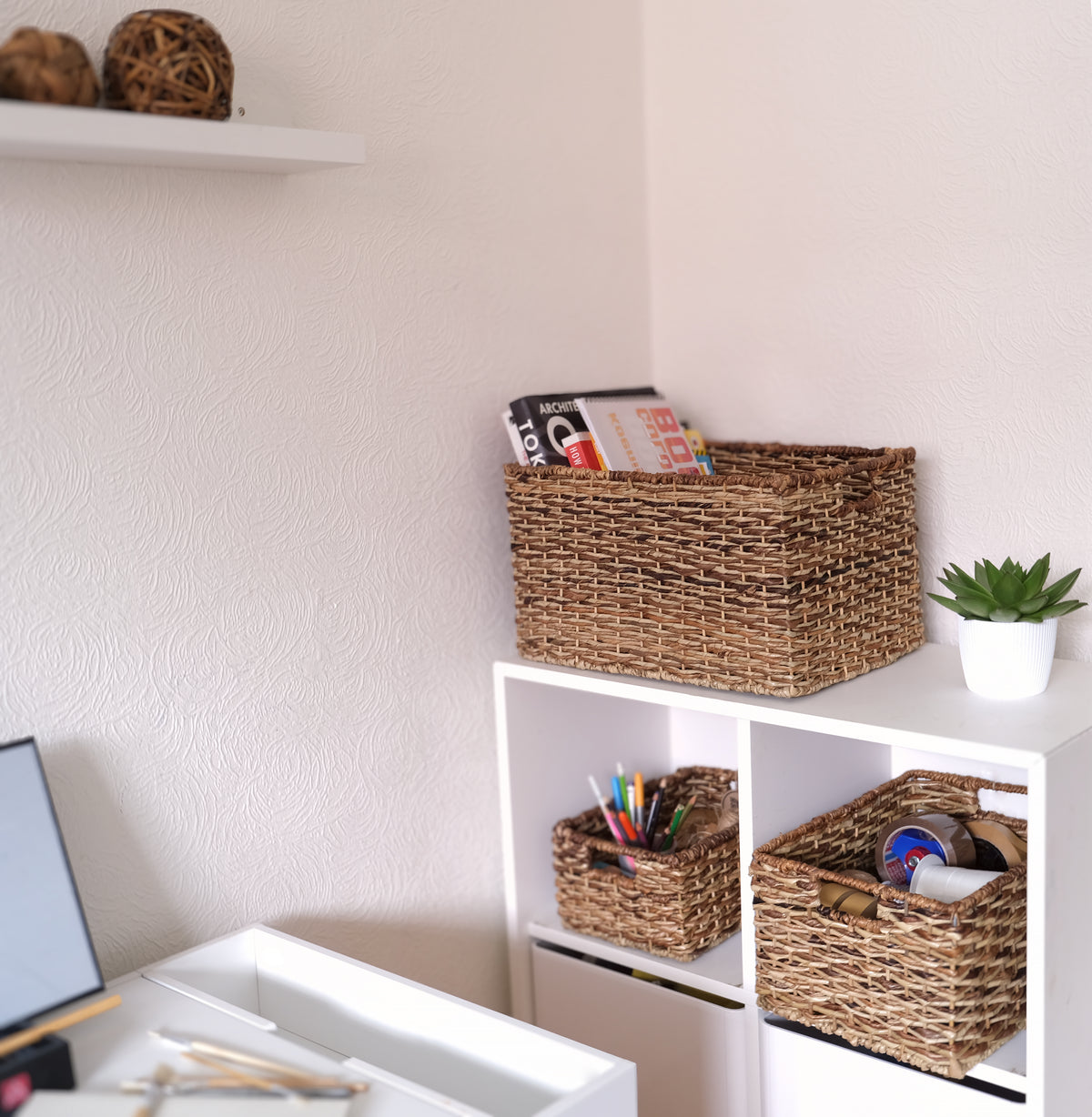Buri Rectangular Baskets | Set of Three (3) | Handmade Buri Baskets