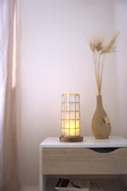 Cylindrical Tower Decorative Base | Handcrafted Capiz Table Decor