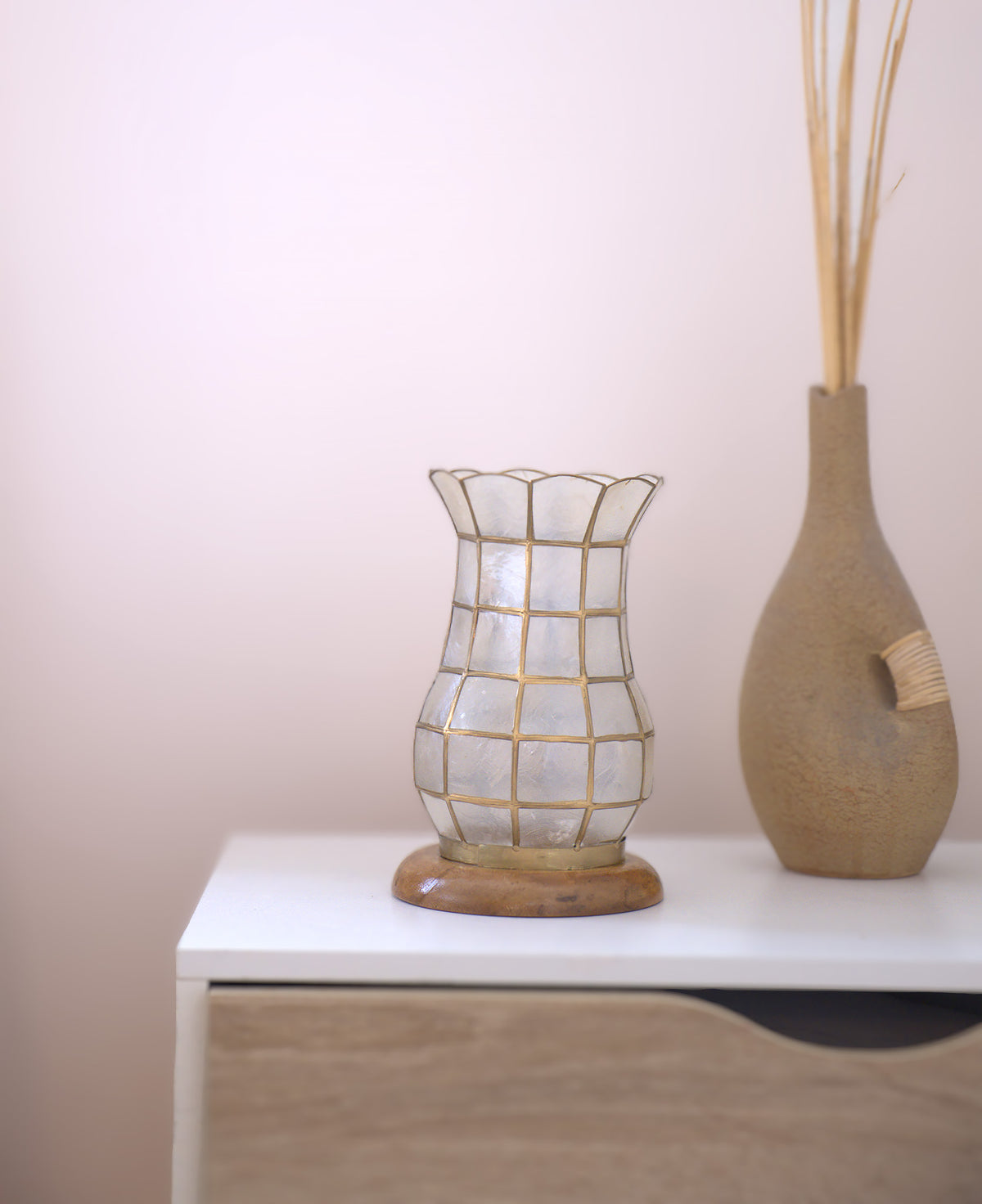 Vase Decorative Base | Handcrafted Capiz Table Decor